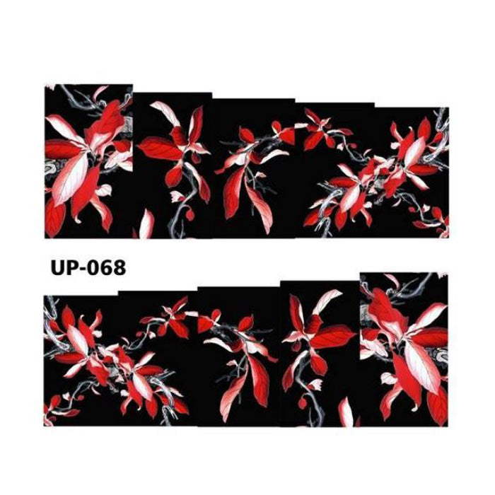 Red Magnolia Flower Nail Wraps. Stunning flowers on a black backround.