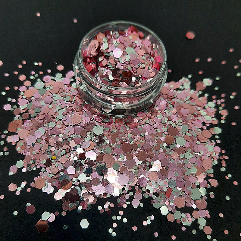 'Sassy Pink' Soft Pink + Silver Nail Glitter, so pretty.