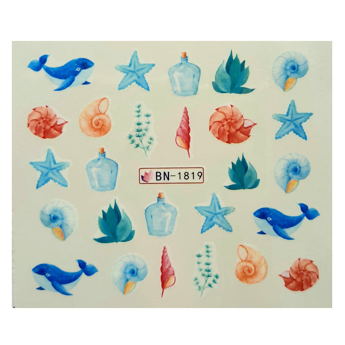 Shells + Whales Nail Water Decals. These are so cute, perfect for you beach holiday nail designs.