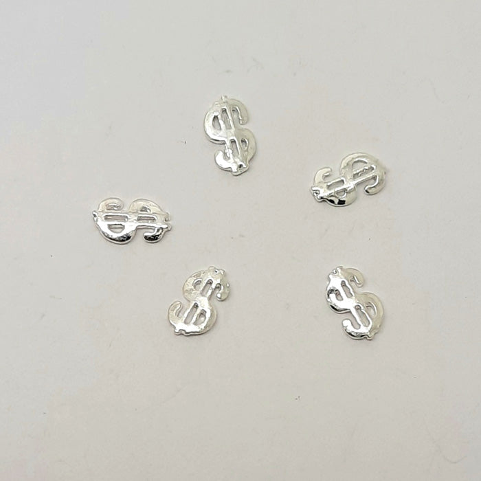 Silver Dollar Nail Charms x 10. These are beautiful, perfect little dollar signs.