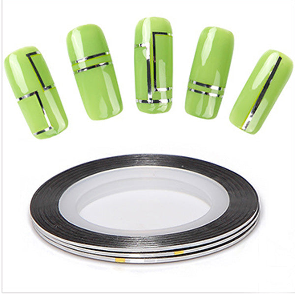 Silver Nail Art Striping Tape 1mm x 2. You get 2 rolls of this gorgeous silver striping tape, the rolls are approx 20 metres long.