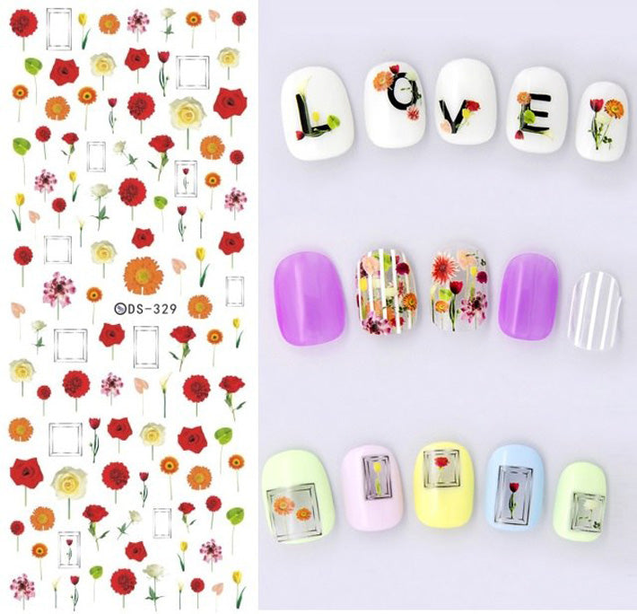 Single Flowers Nail Water Decals. Lots of beautiful flowers.