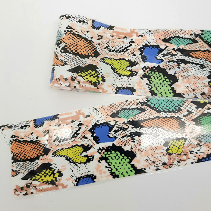 Snakeskin Colour Splodges Nail Foil. This is a gorgeous foil, cartoon style snake skin.