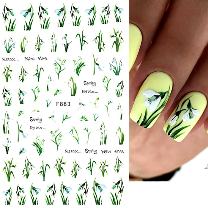 Spring Snowdrop Flower Stickers, beautiful and so easy to use. A must for Spring nails.