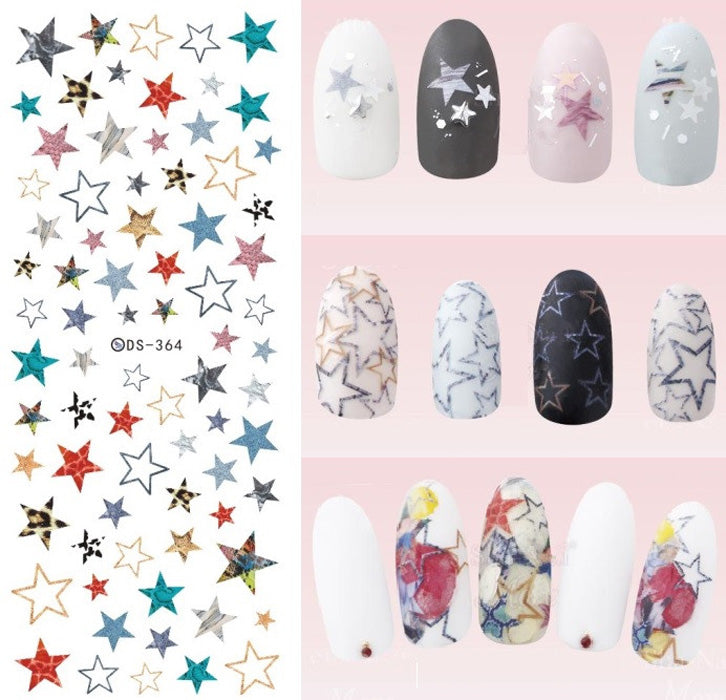 Stars Nail Water Decals, in a mix of colours.