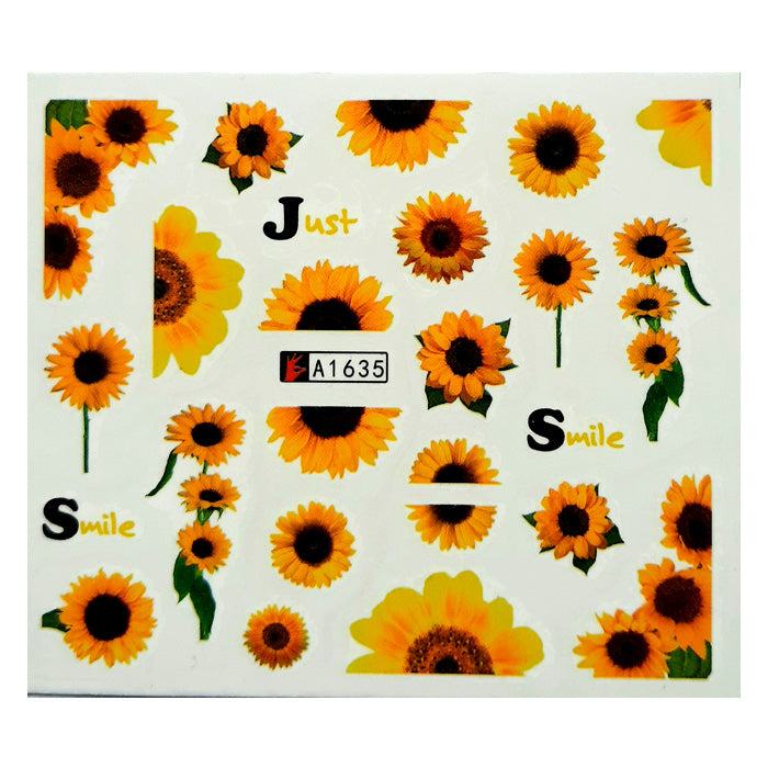 Beautiful, vibrant Sunflower nail decals.