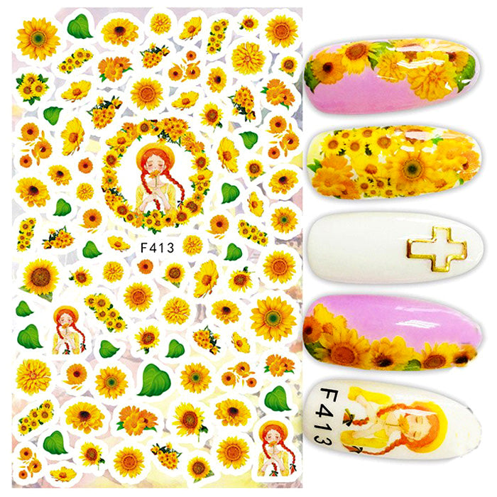 Beautiful Sunflower Nail Stickers, and so easy to use.