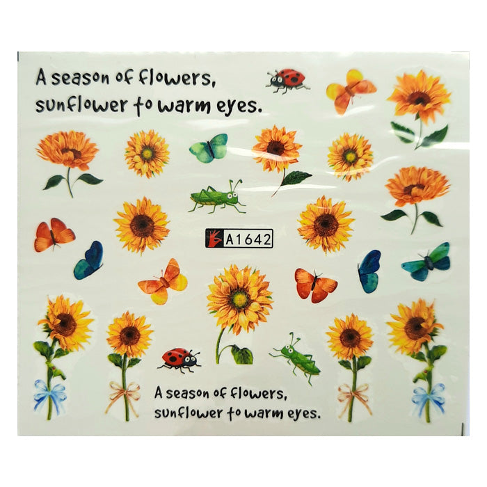 Sunflowers + Bugs Nail Decals.