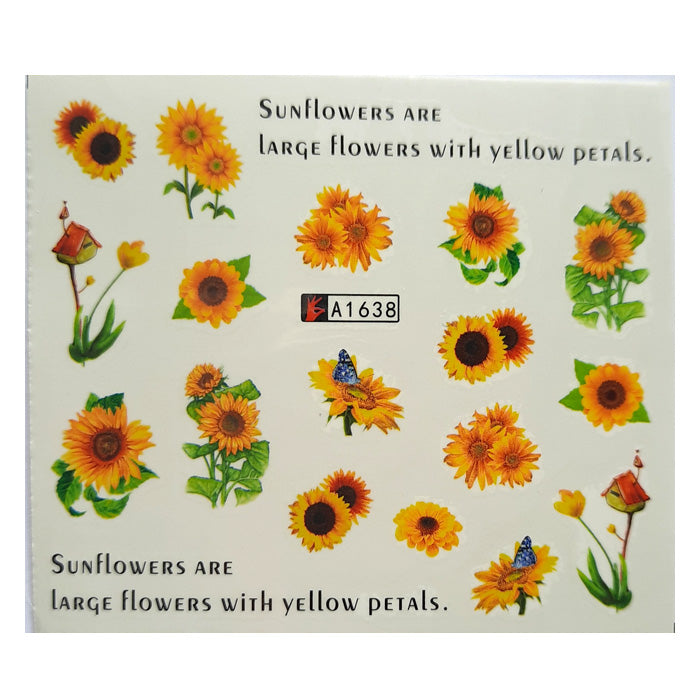 Sunflowers + Butterfly Nail Water Decals.