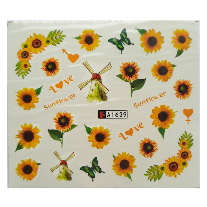 Sunflowers + Windmill Nail Water Decals.