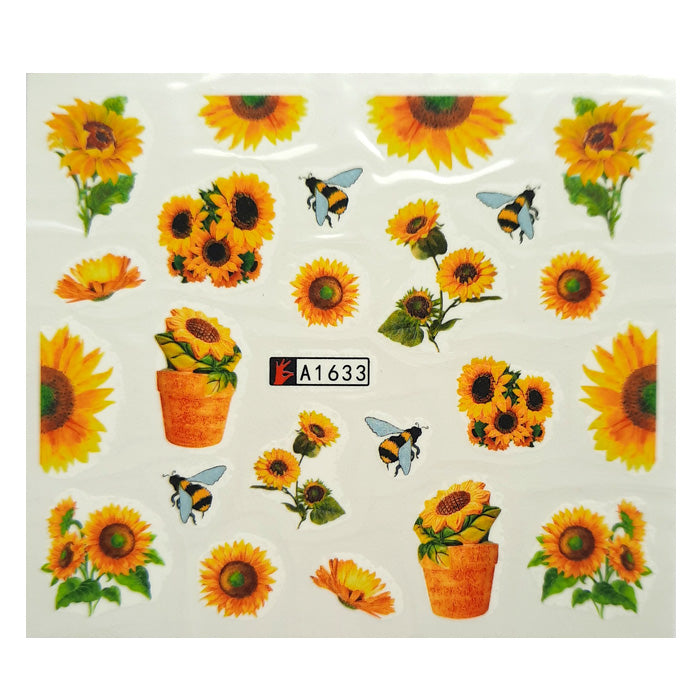 Sunflowers in Pots Nail Water Decals