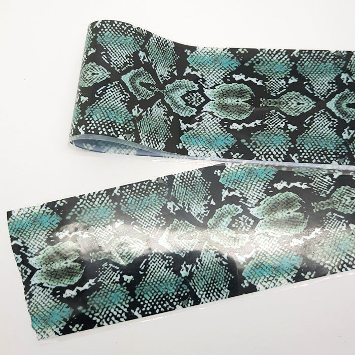 Teal Snakeskin Nail Foil, a beautiful design.