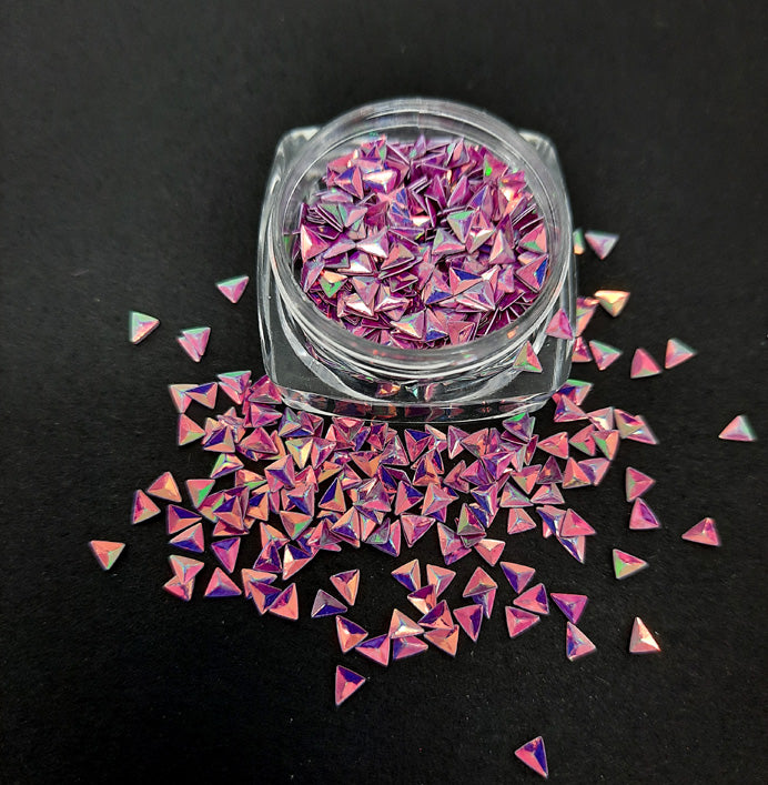 Triangle Nail Glitter, Iced Plum. Beautiful 3d triangles in a plum/gold.