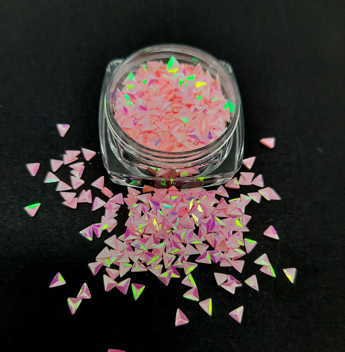 Triangle Nail Glitter, Pink Sugar Candy. Beautiful 3d pieces of pink loveliness.