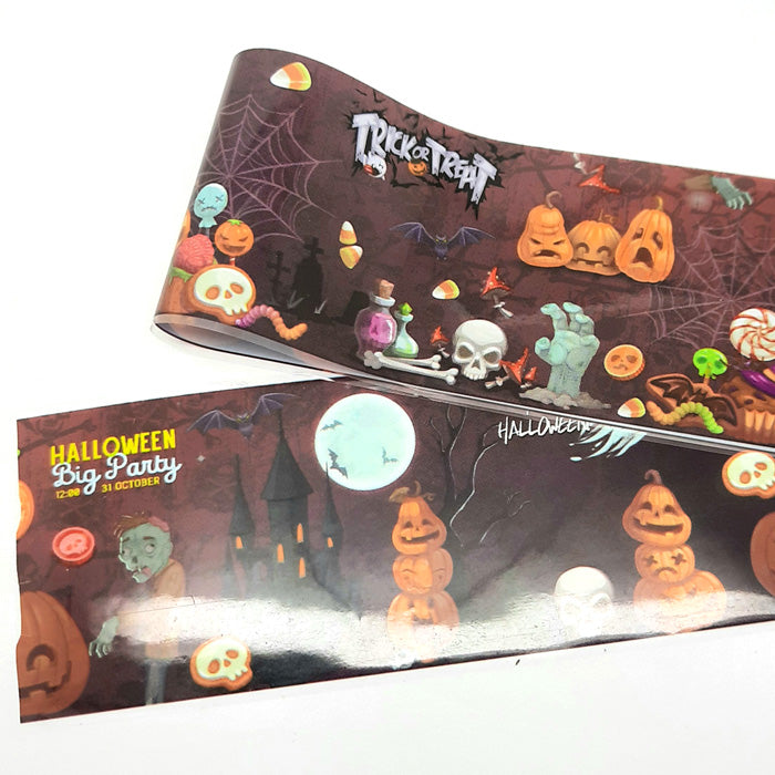 Cute and spooky trick or treat Halloween nail foil.