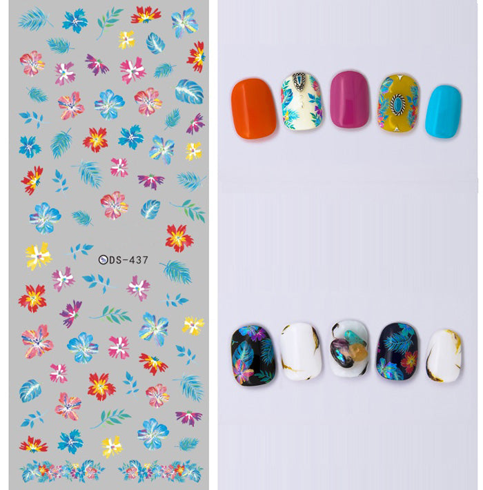 Beautiful Tropical Flowers + Leaves Nail Water Decals