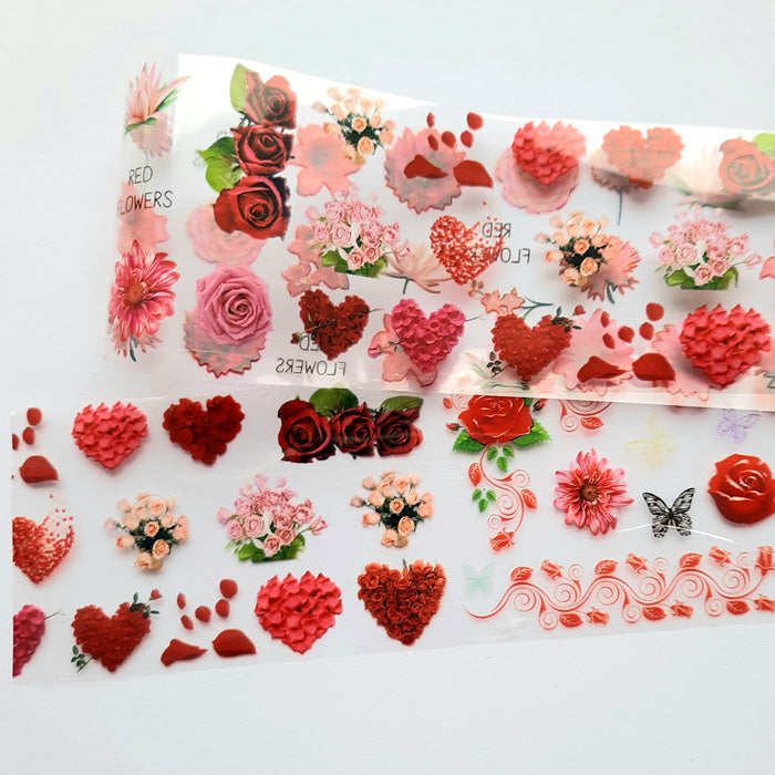 Valentine Roses + Hearts Nail Foil, beautiful designs perfect for Valentines nails, but not just for Valentines nails!
