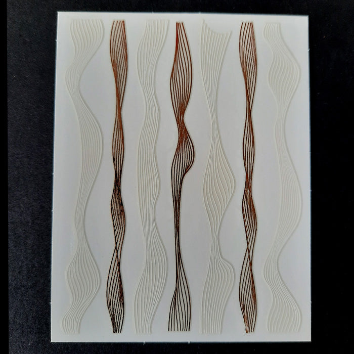 Wavy Lines Nail Stickers, Rose Gold + White