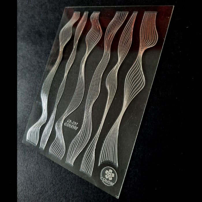 Wavy Line Nail Stickers, Silver