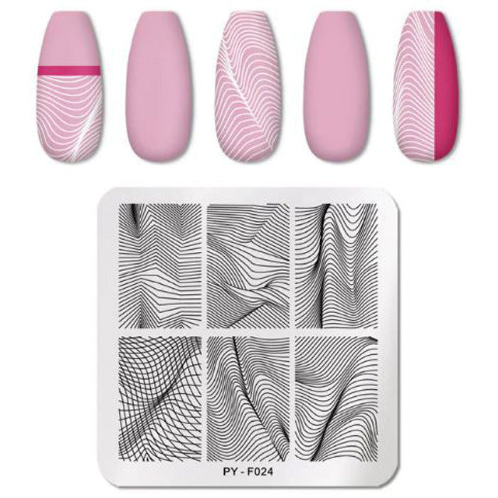 Wavy Lines Nail Art Stamping Plate