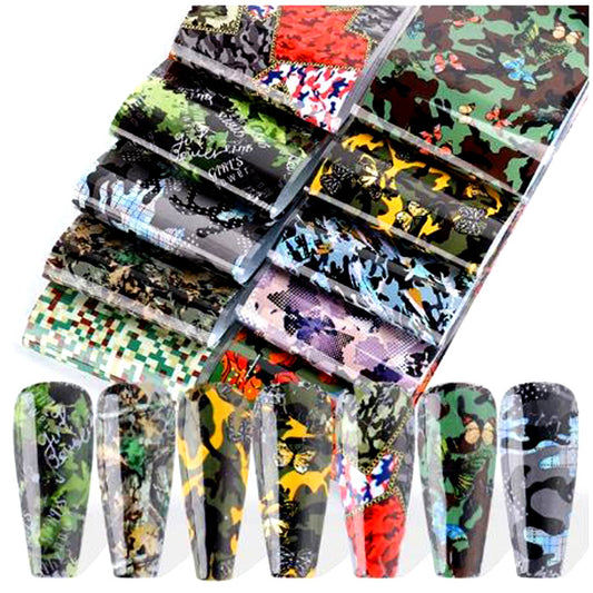 10 x Camo Nail Transfer Foils