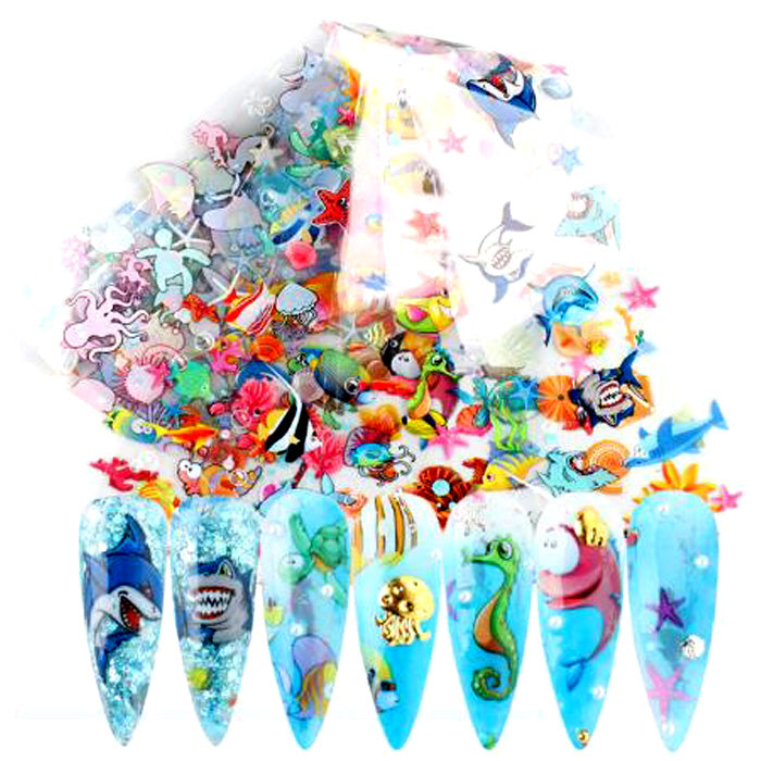 10 x cute sealife nail foils