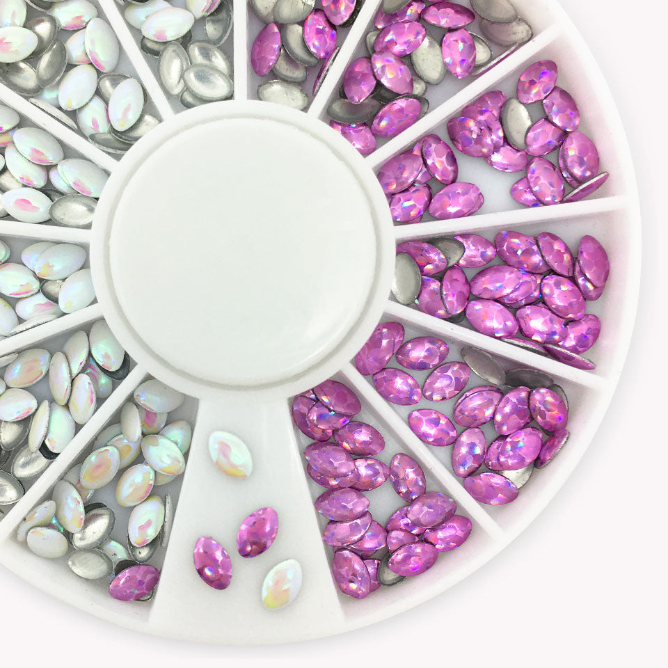 Shimmering Holographic Oval Nail Studs