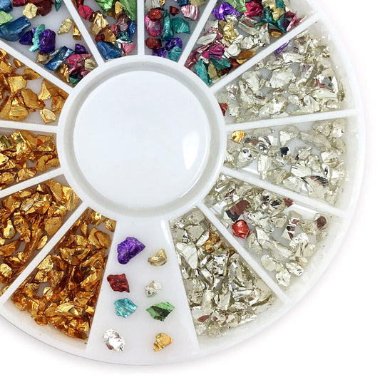 Shiny Metallic Crushed Glass Nail Decoration