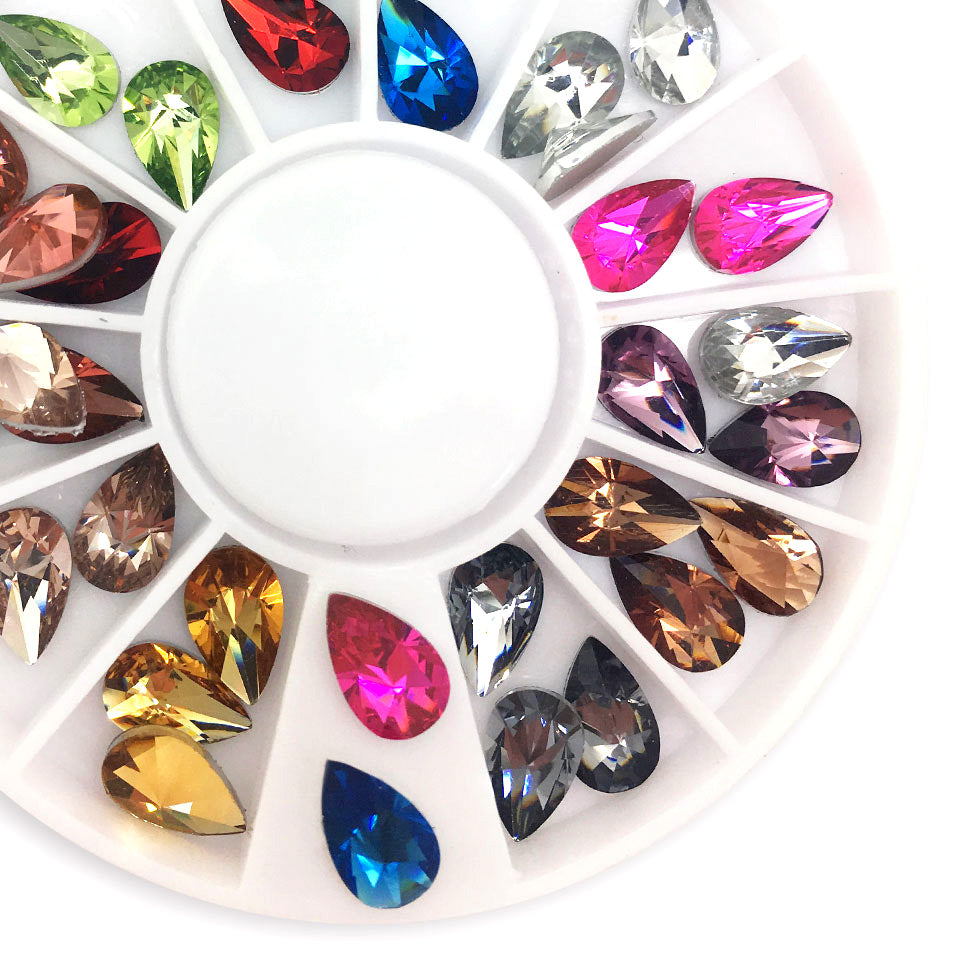 Large Coloured Nail Crystal Teardrops