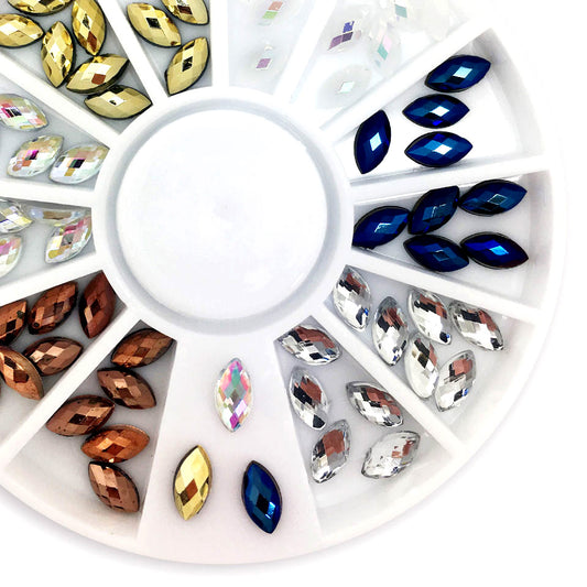 Metallic Shimmering Oval Nail Rhinestones