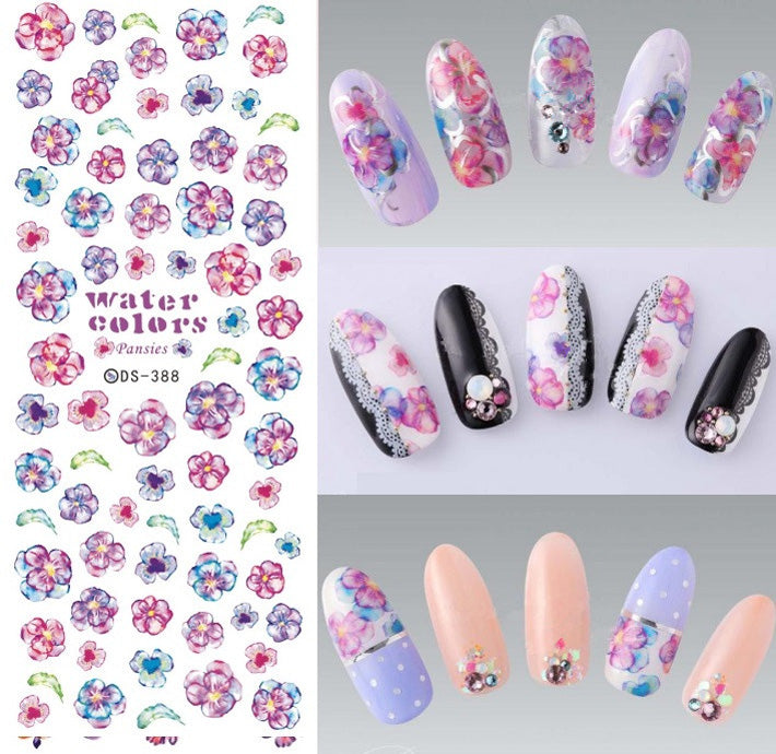 Pansy Flower Nail Water Decals