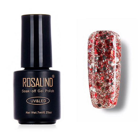 Vernis gel pailleté diamant argent + rouge