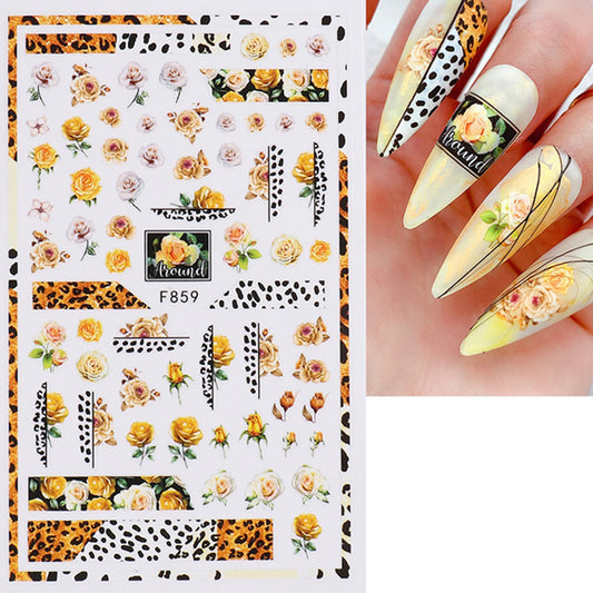 Animal Print + Roses Nail Stickers