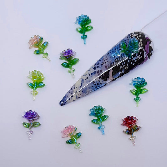 Cute Aurora Flowers Nail Charms x 10. Really cute flowers, supplied in a mix of colours.