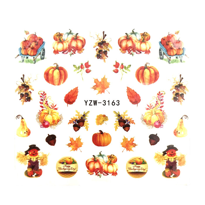 Autumn Pumpkin + Scarecrow Nail Decals