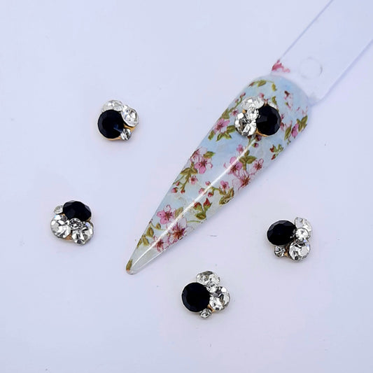 Black + Clear Gem Nail Cluster Charms, beautiful and sparkly.