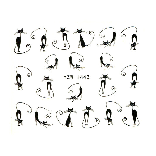 Black Cats Nail Water Decal Transfers