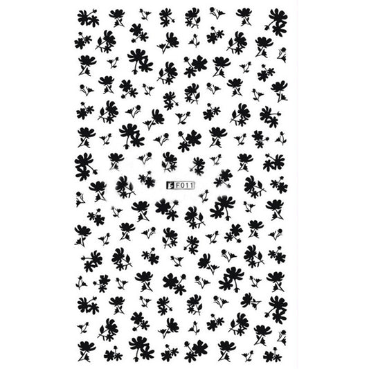 Black Flowers Nail Stickers