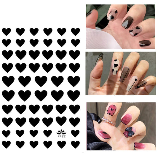 Hearts Nail Art Stickers, Black