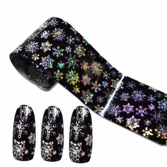 Christmas Nail Foil, Silver Snowflakes on Black