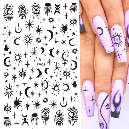 Black Star + Moon Nail Stickers