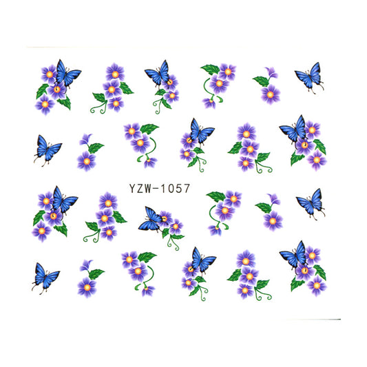 Blue Butterflies + Flowers Decals