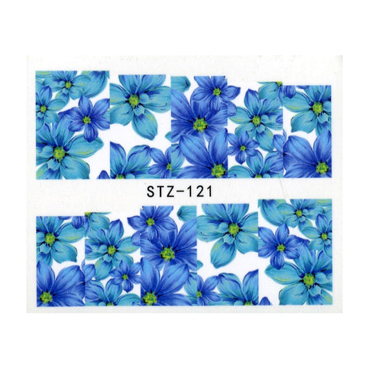 Blue Flowers Water Decal Transfers