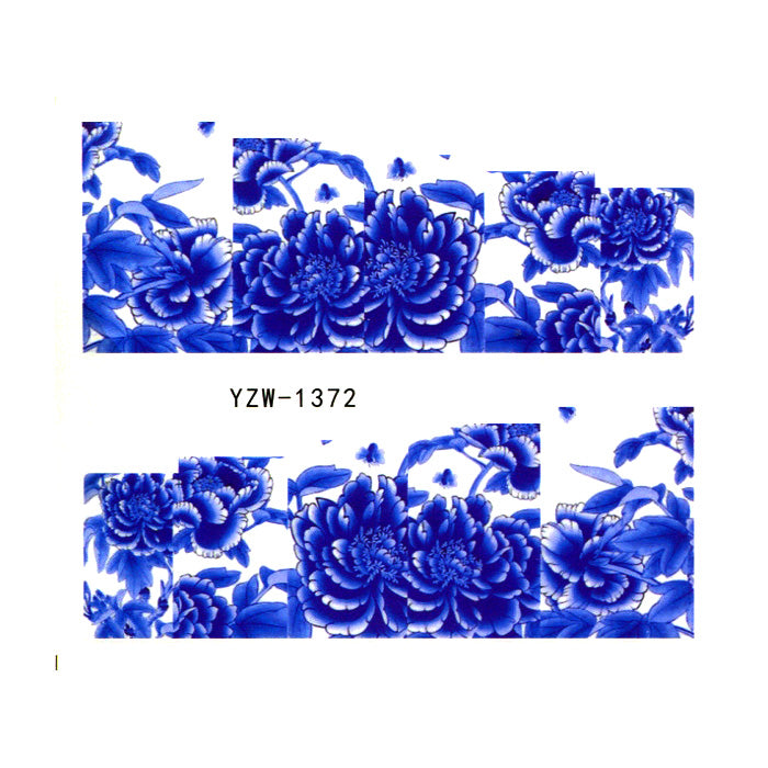 Blue Peony Flower Water Decals