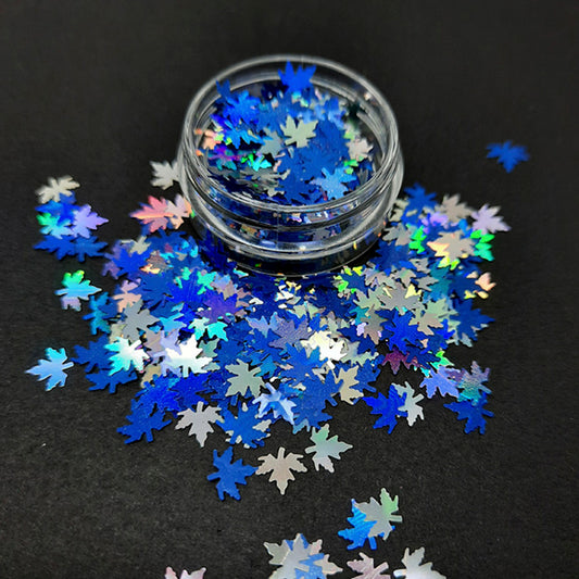 Autumn Leaves Glitter, Blue + Silver