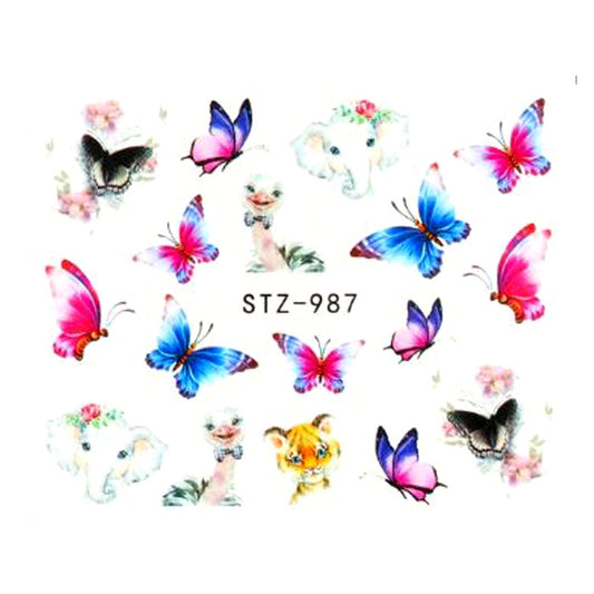 Butterflies + Cute Animals Nail Decals