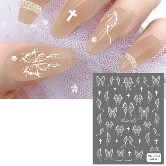 Butterfly + Star Nail Stickers, Silver