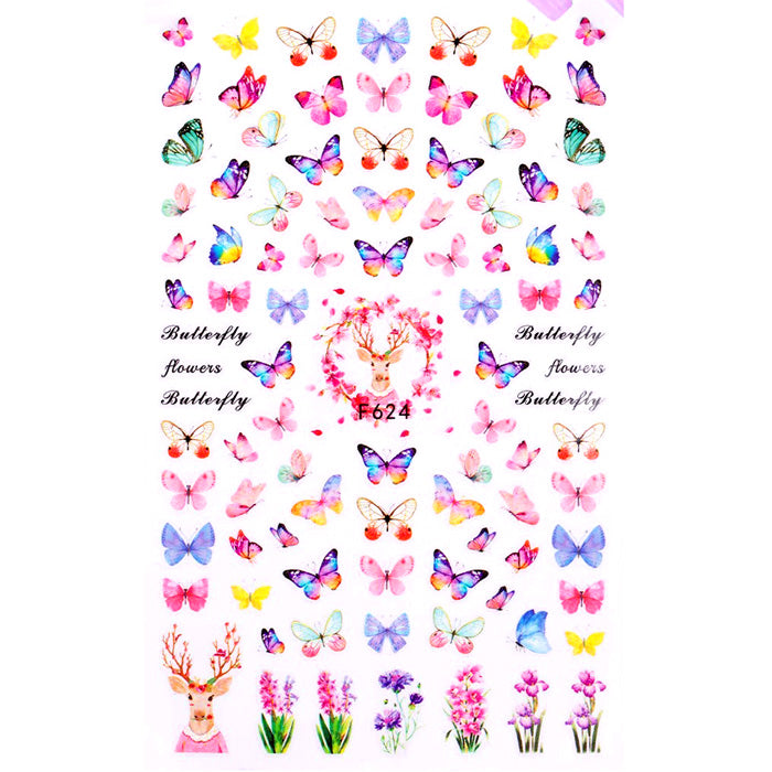 Butterfly, Flowers + Deer Nail Stickers