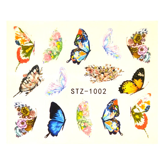 Colourful Half Butterflies Water Decals