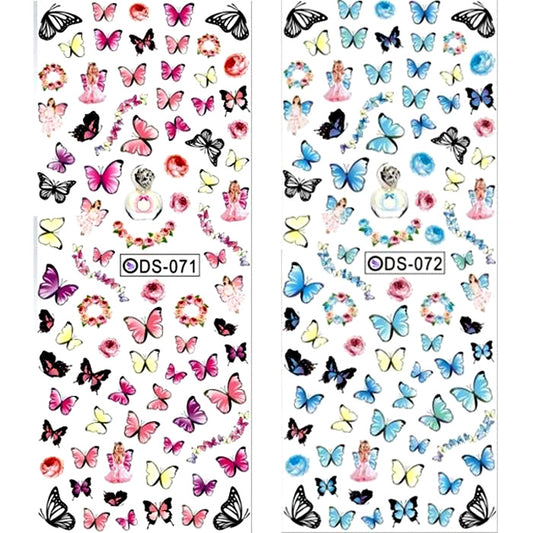 Butterfly Nail Water Decals, Pink or Blue